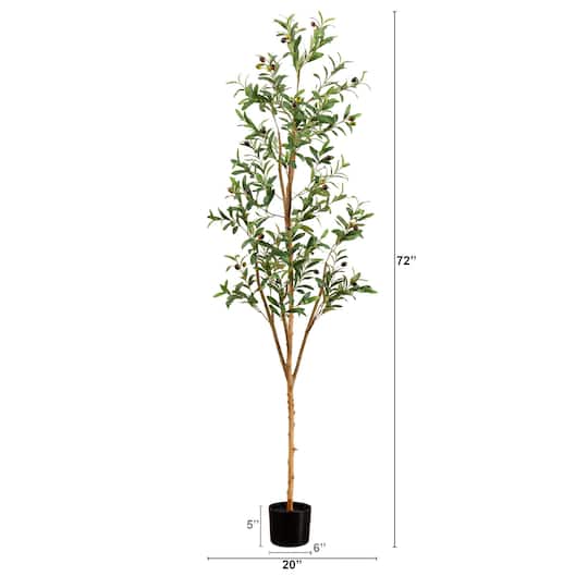 6ft. Potted Artificial Olive Tree with Natural Trunk